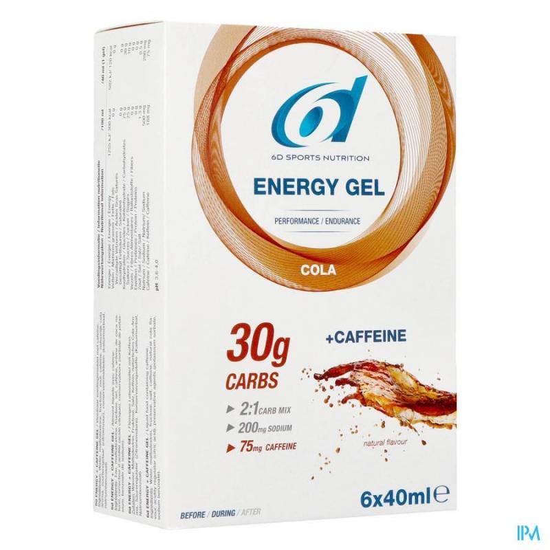 6D Sports Nutrition Energy Gel Cola + Caffeine 6x40ml
