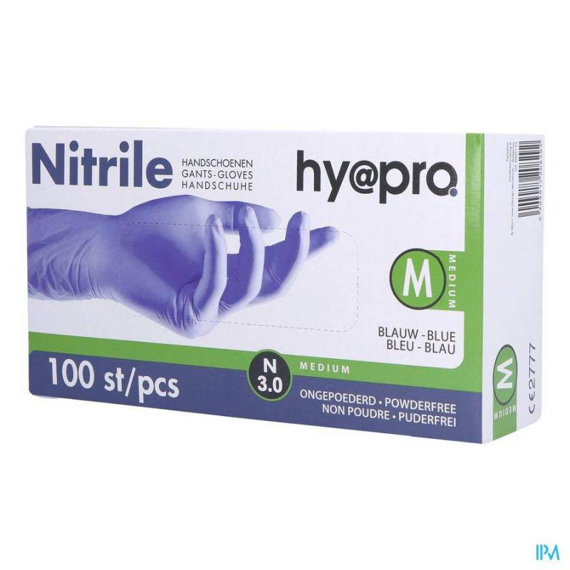 PHARMEX GANTS NITRIL BLEU S/POUDRE MEDIUM 100