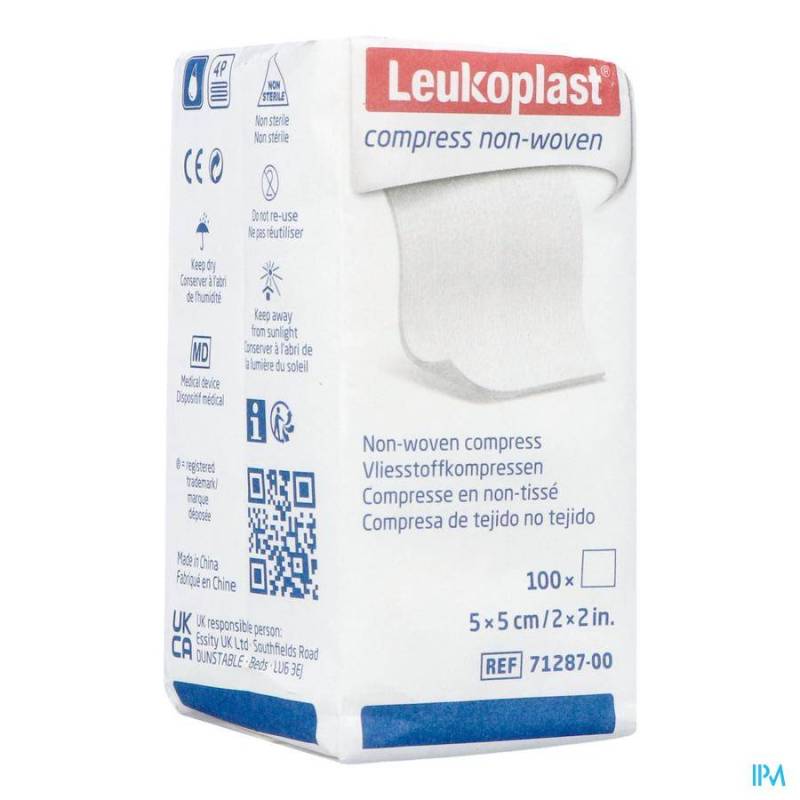 LEUKOPLAST COMPRESS N/WOVEN N/ST. 5CMX5CM 100