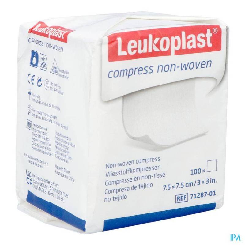 LEUKOPLAST COMPRESS N/WOVEN N/ST. 7,5CMX7,5CM 100
