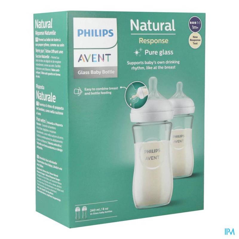 PHIIPS AVENT NATURAL 3.0 ZUIGFLES GLAS DUO 2X240ML