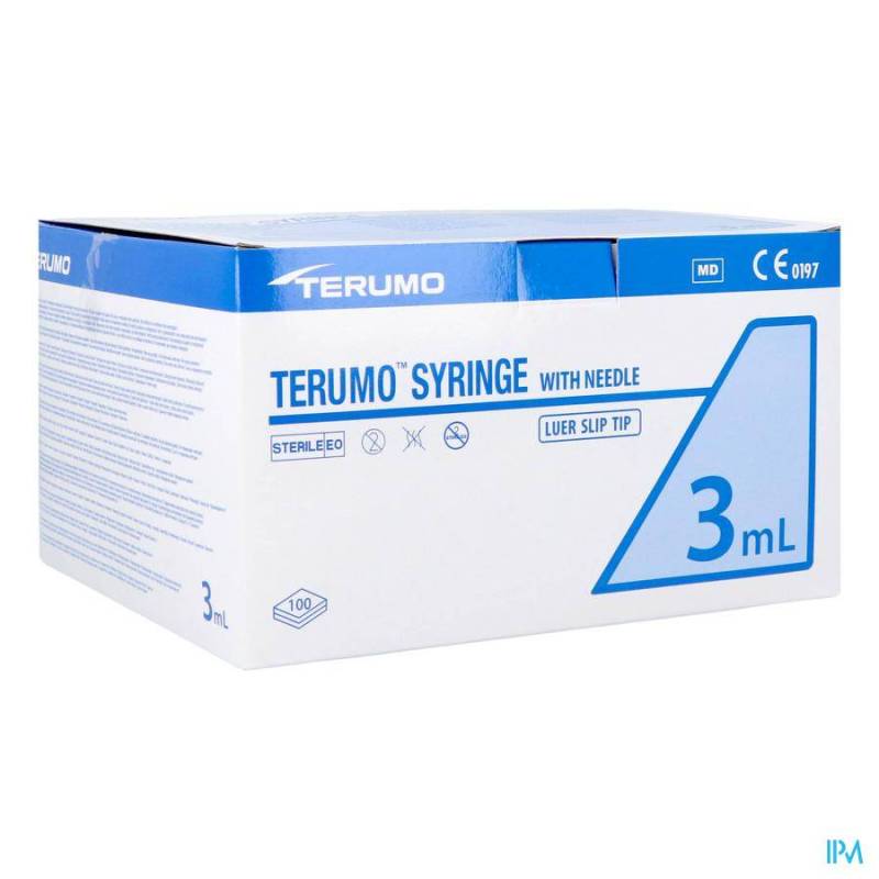 TERUMO SPUIT 3ML  NAALD 21G 5/8 0,8X16MM ST 100