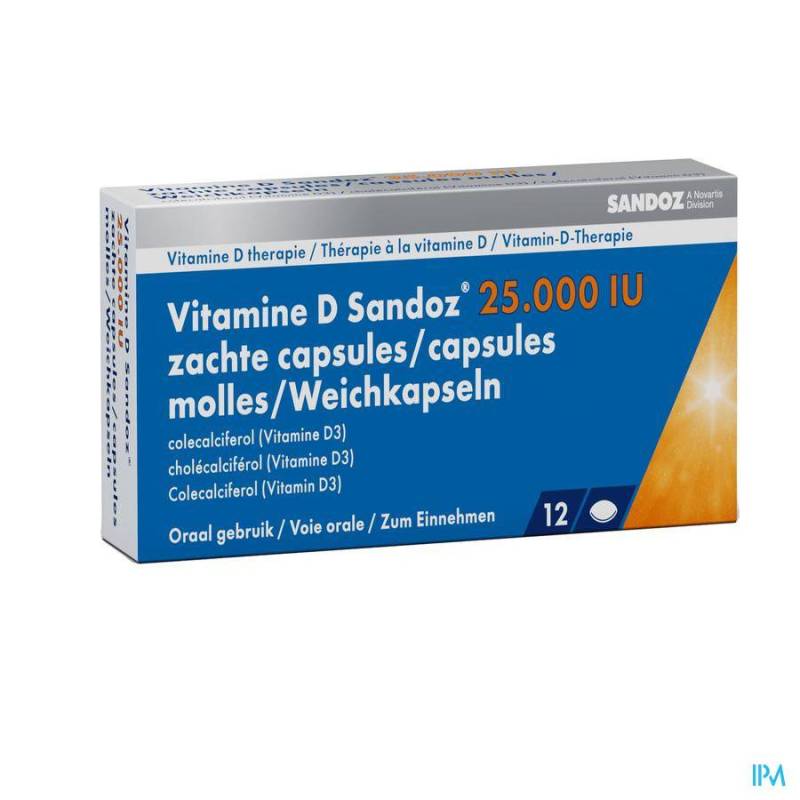 VITAMINE D SANDOZ 25000IU CAPS MOLLE 12