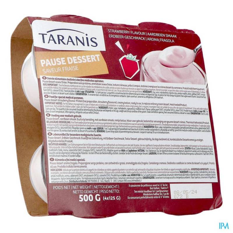 TARANIS PAUSE DESSERT AARDBEIEN SMAAK 4X125G