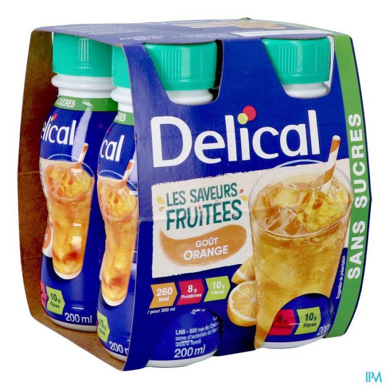 DELICAL SAVEURS FRUITEES ORANGE S/SUCRE 4X200ML