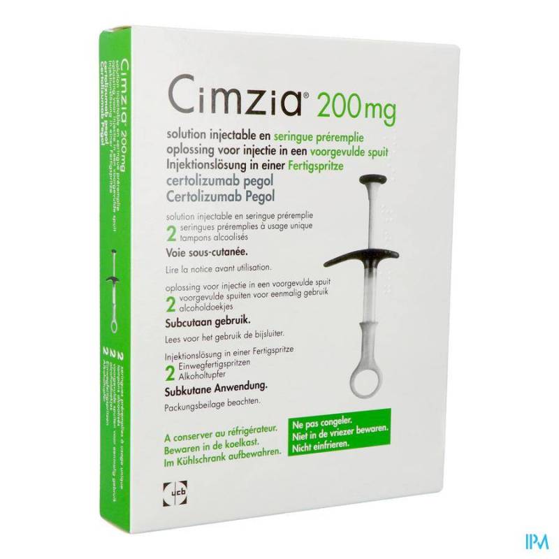 CIMZIA PI PHARMA 200MG OPL INJ VOORGEV.SPUIT 2 PIP