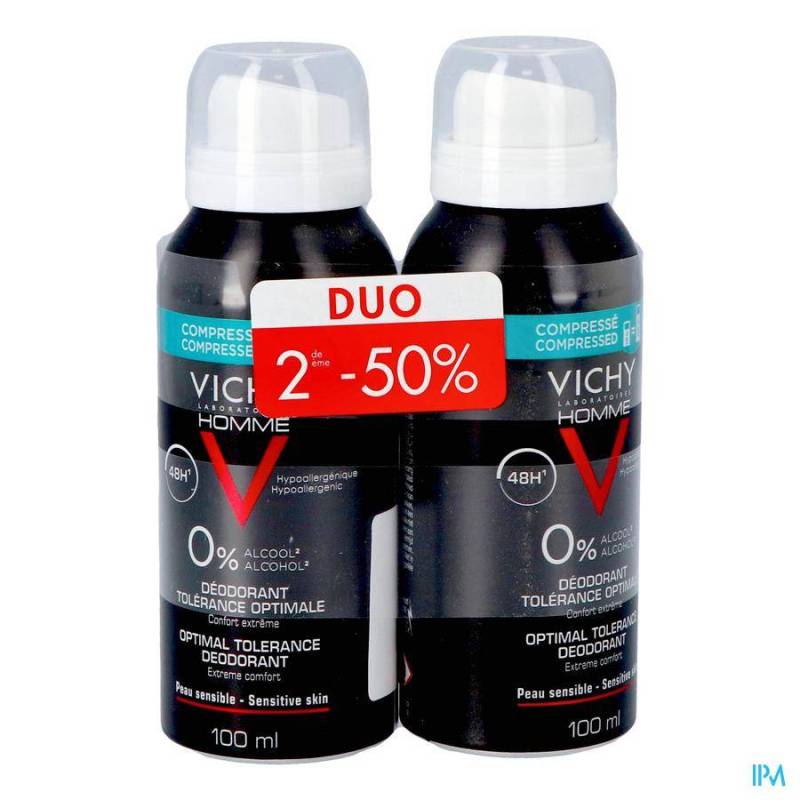 VICHY HOMME DEO 48H TOLERANCE AEROSOL 2X100ML