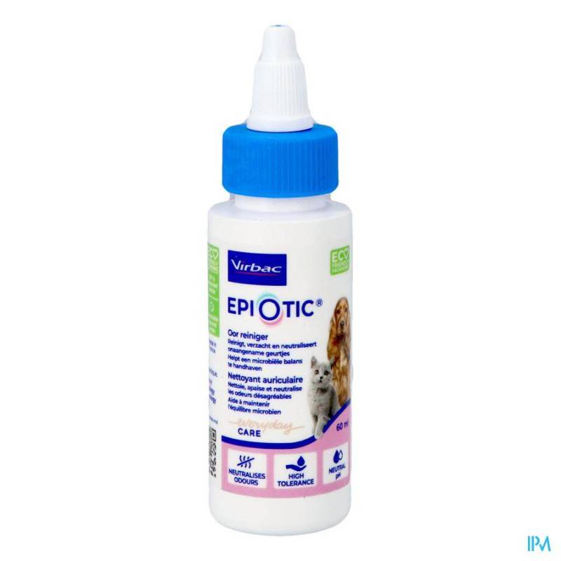 EPIOTIC OPLOSSING OORREINIGER HOND/KAT 60ML