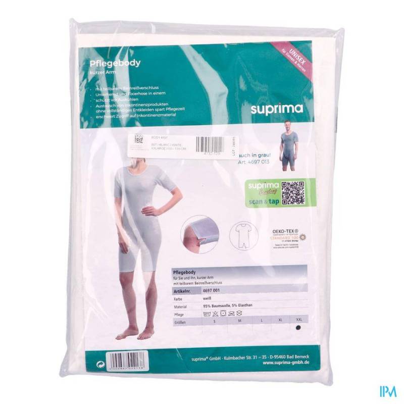 SUPRIMA 4697 BODY KORTE MOUWBENENRITS WIT XXL