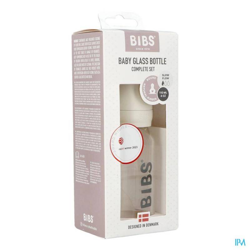 BIBS BIBERON VERRE 110ML SET COMPLET IVORY