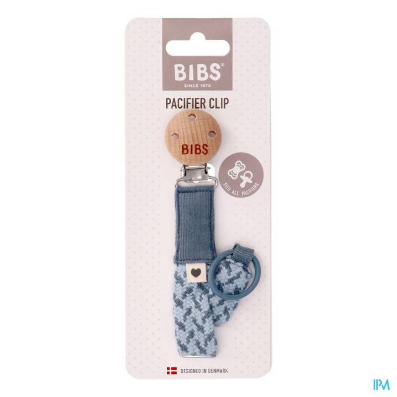 BIBS ATTACHE SUCETTE BRAIDED PETROL&BABY BLUE