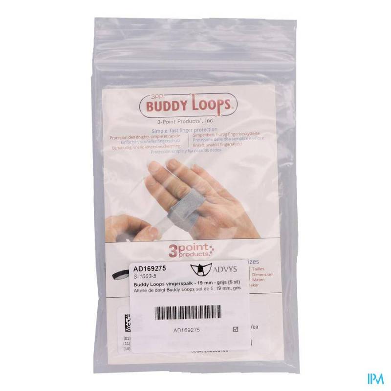 BUDDY LOOPS ATTELLE DOIGT GRIS 19 MM 5 P