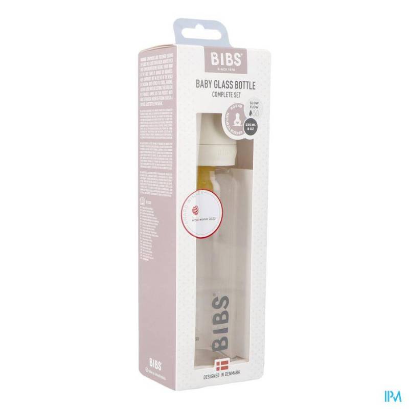 BIBS BIBERON VERRE 225ML SET COMPLET IVORY