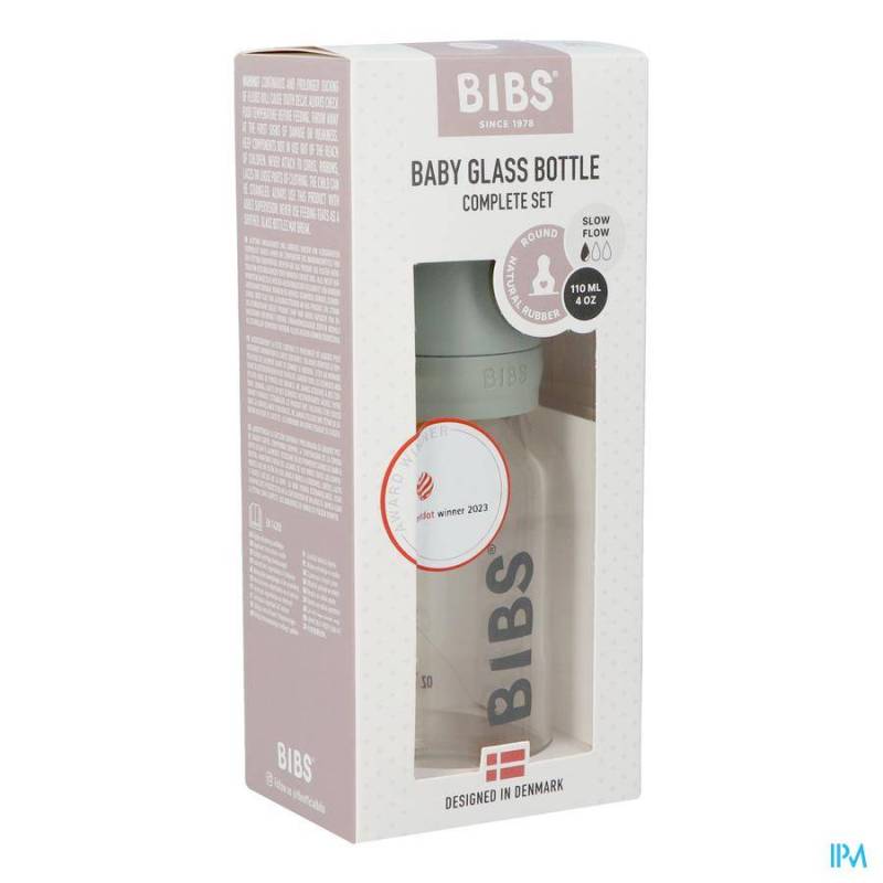 BIBS BIBERON VERRE 110ML SET COMPLET SAGE