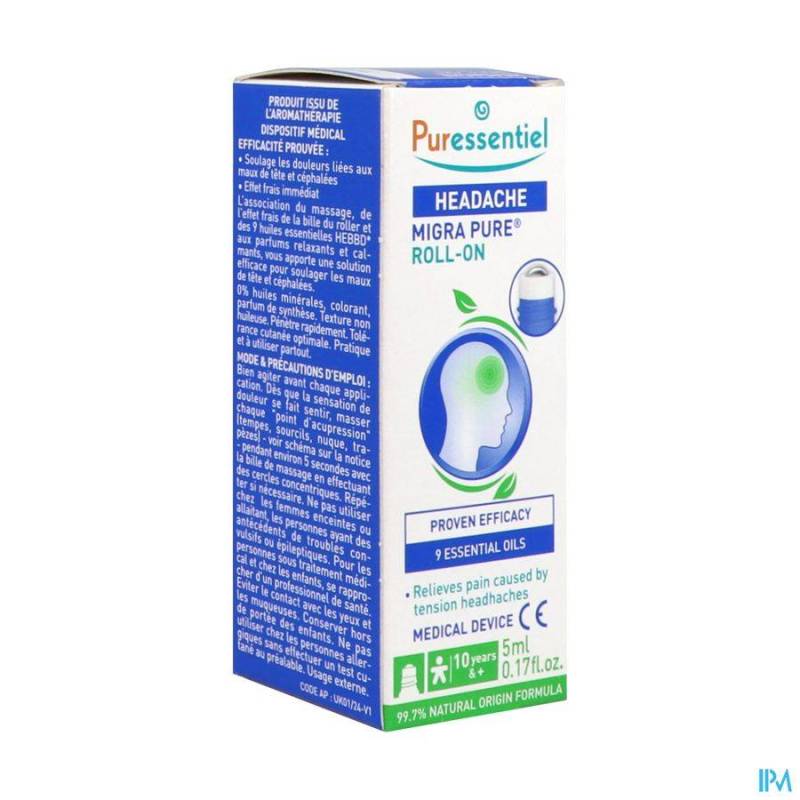 Puressentiel Roller Hoofdpijn 9 Ess Olie 5ml