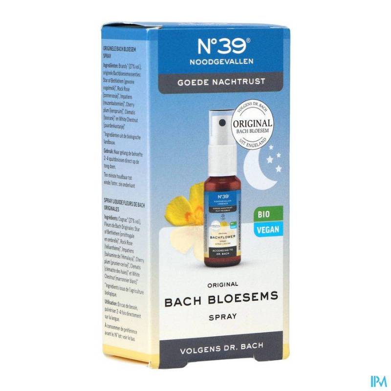 Bachbloesem Bio N39 Noodgevallen Nacht Spray 20ml