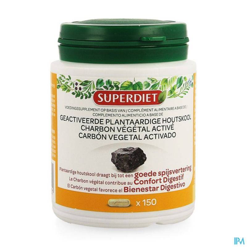 Super Diet Plantaardige Houtskool Actief Caps 150