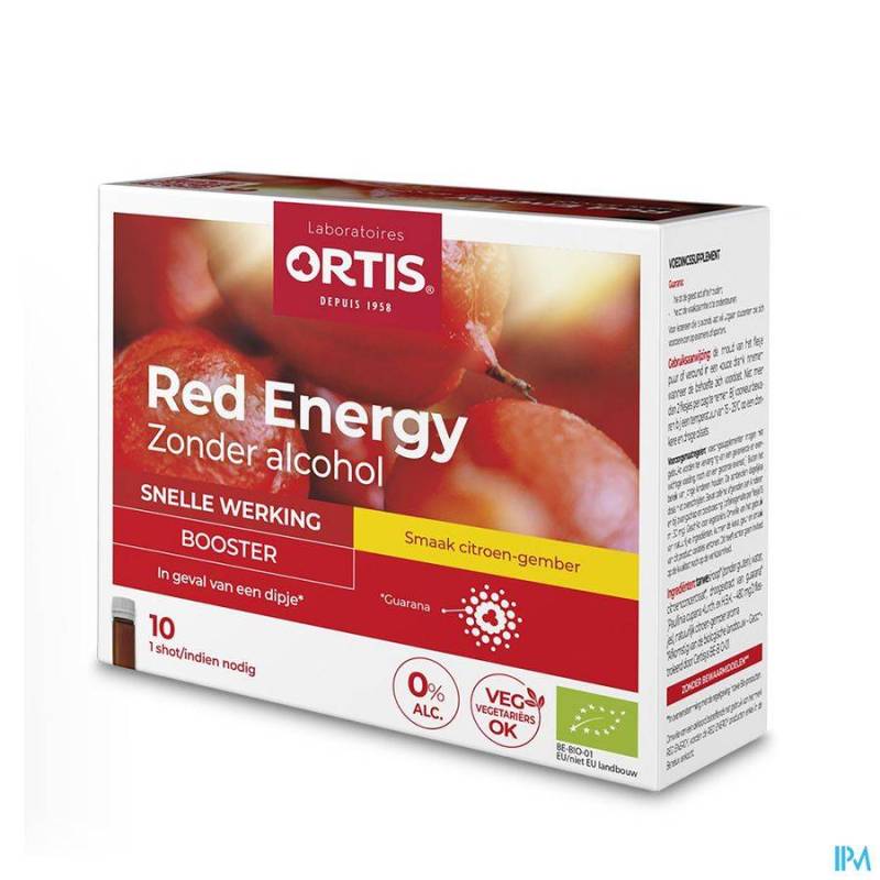 Ortis Red Energy Bio Zonder Alcohol 10x15ml