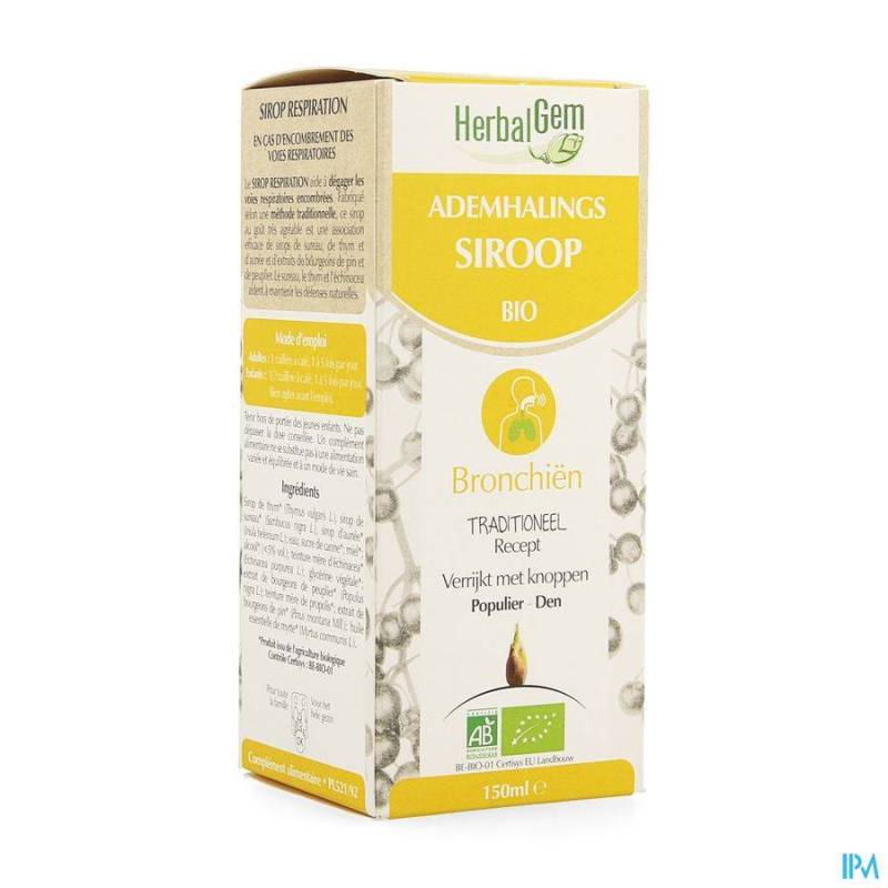 Herbalgem Siroop Ademhaling Bio Kind-volw 150ml