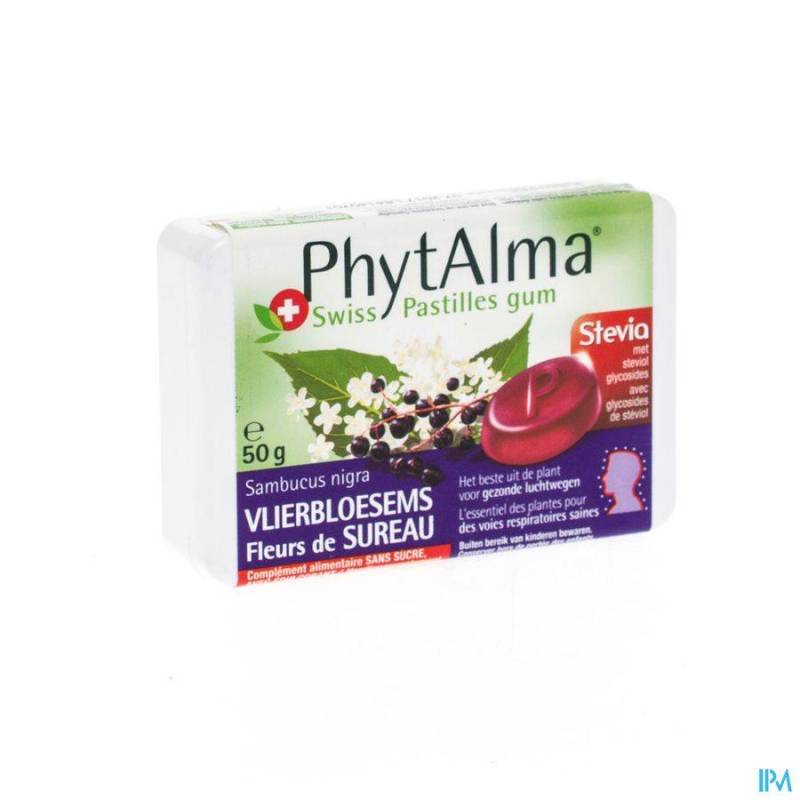 Phytalma Gompastilles Vlierbloesem + Stevia 50g