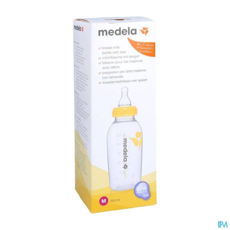 Medela Moedermelkflesje 250ml + Speen Medium Flow 1 Stuk