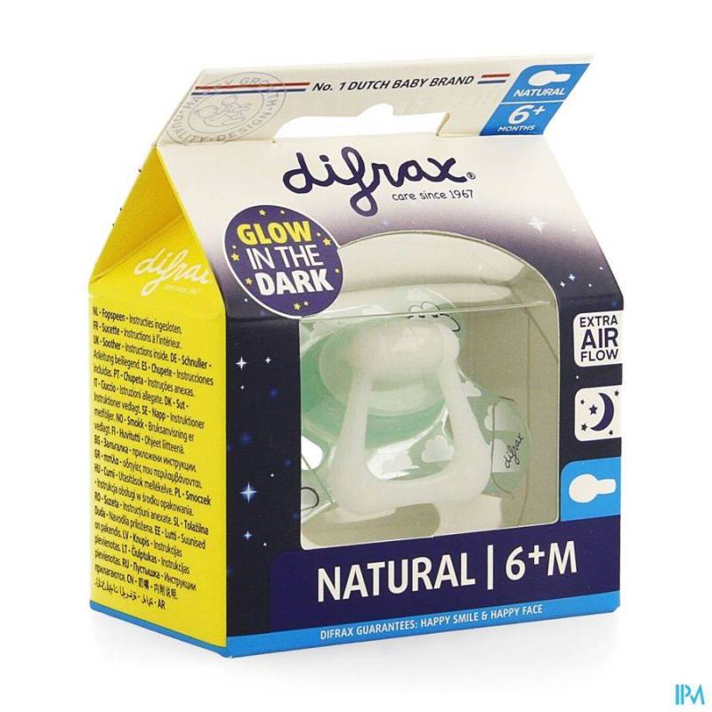 Difrax Fopspeen Natural Glow In The Dark 6M+ 1 Stuk