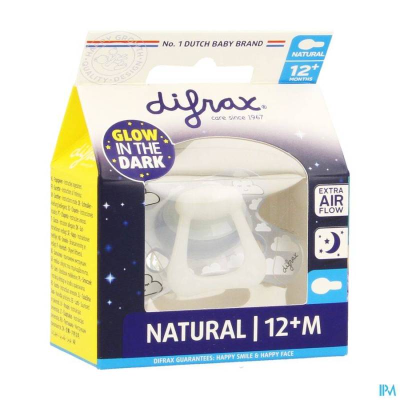 Difrax Fopspeen Natural Glow In The Dark 12M+ 1 Stuk