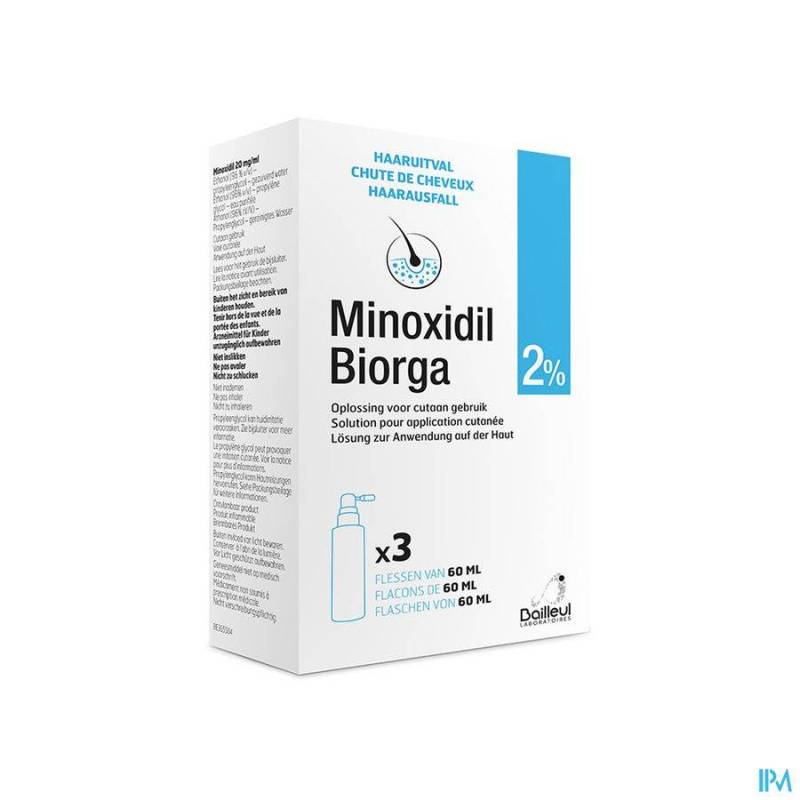 Minoxidil 2% Opl Cutaan Gebruik Koffer Fl 3x60ml