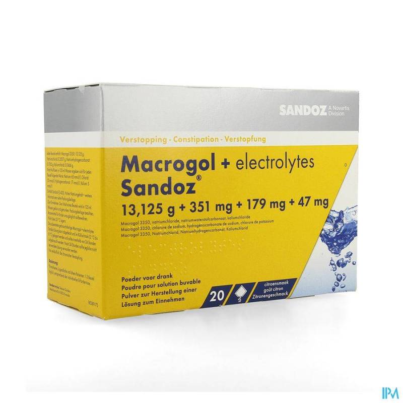 Macrogol + Elektr Sandoz Pdr Ciroensmaak 20x13,7g  - Generisch