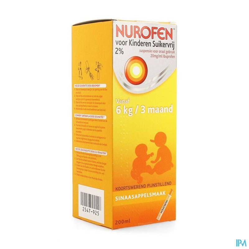 NUROFEN ENFANT ORANGE SUSP SANS SUCRE 200 ML