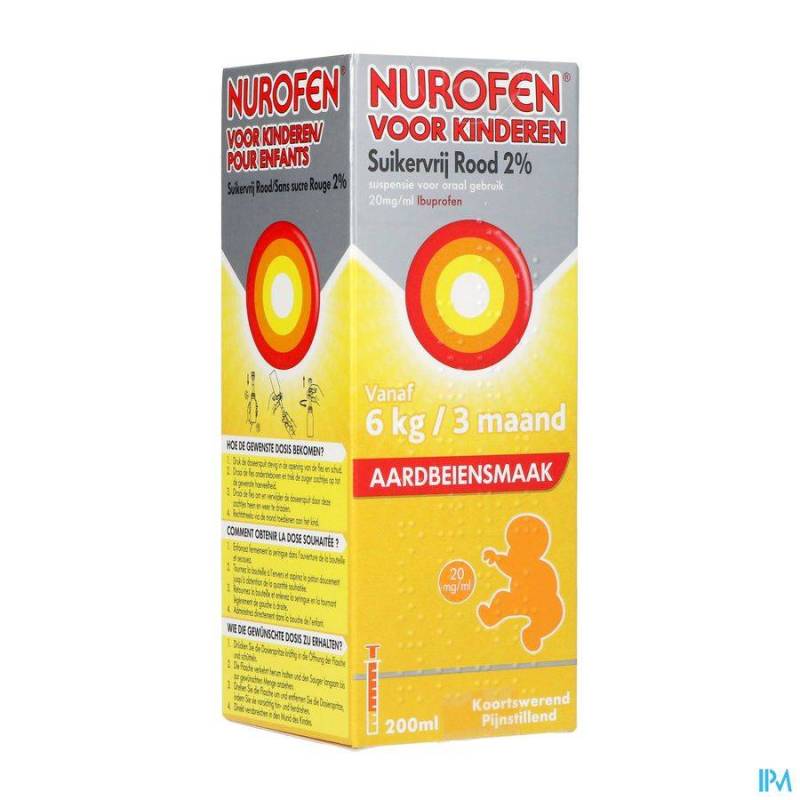 NUROFEN ENFANT FRAISE SUSP SANS SUCRE 2% 200ML