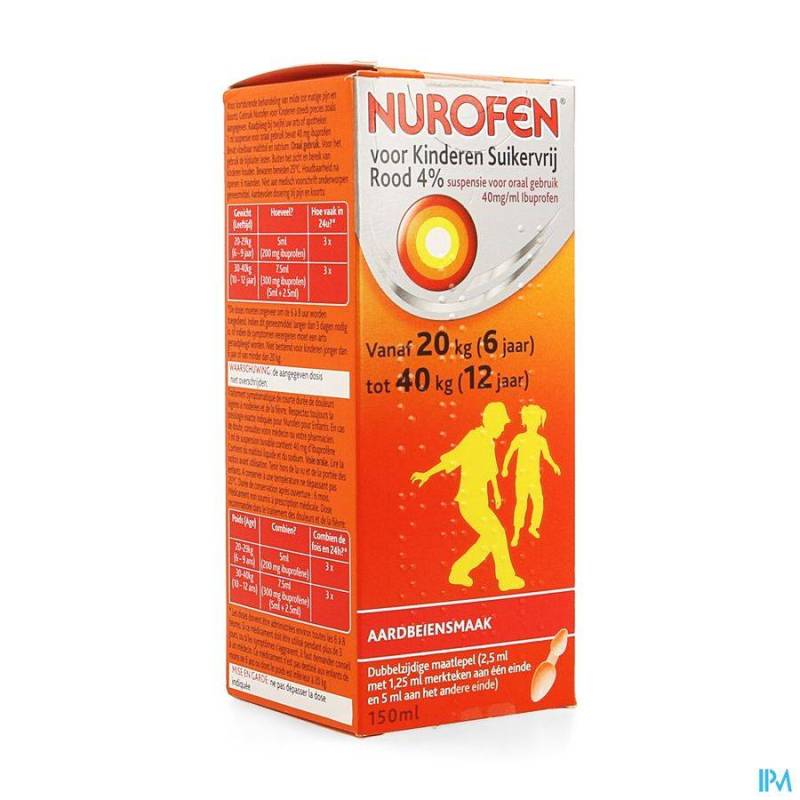 NUROFEN ENFANT S/SUCRE 4% FRAISE SUSP BUV 150ML