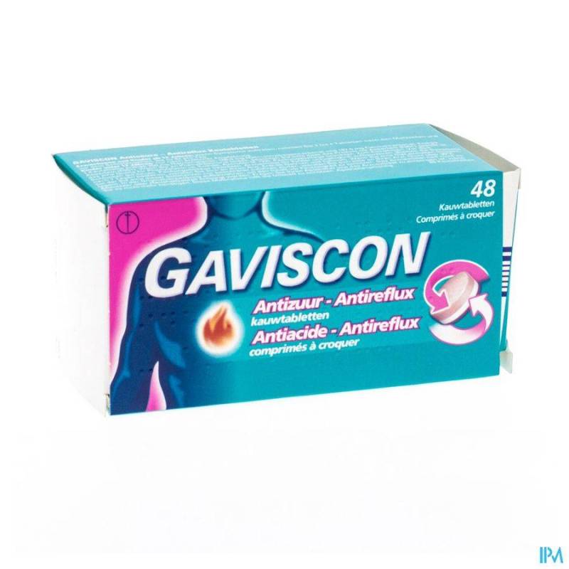 GAVISCON ANTIACIDE-ANTIREFLUX COMP A CROQUER 48