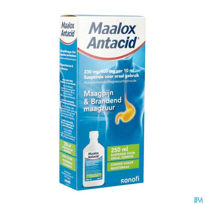 MAALOX ANTACID 230MG/400MG/10ML SUSP BUVABLE 250ML