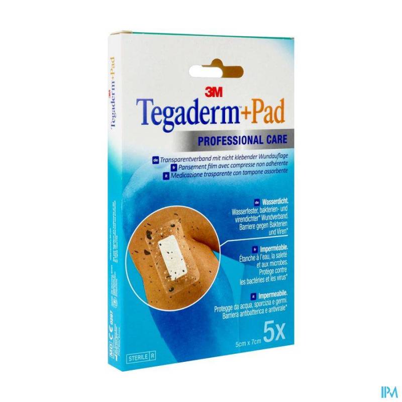 TEGADERM + PAD 3M TRANSP STERIL 5CMX 7CM 5 3582P