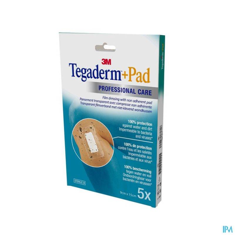 TEGADERM + PAD 3M TRANSP STERIL 9CMX15CM 5 3589P