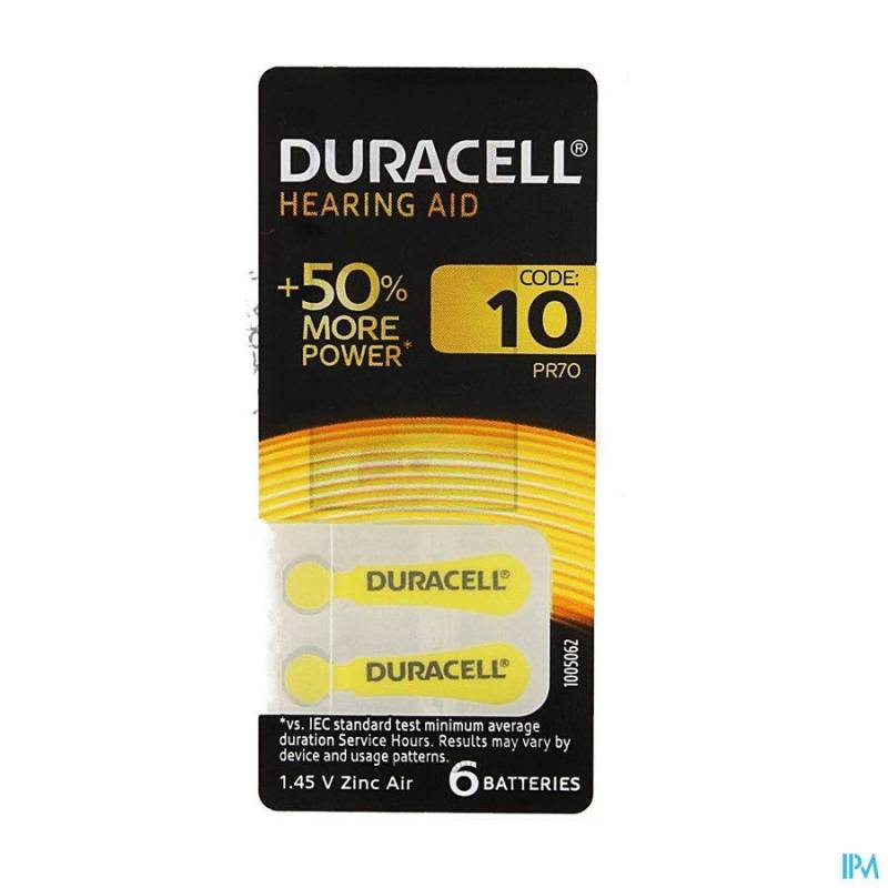 DURACELL EASYTAB PILE AUDITIVE DA10 6 JAUNE