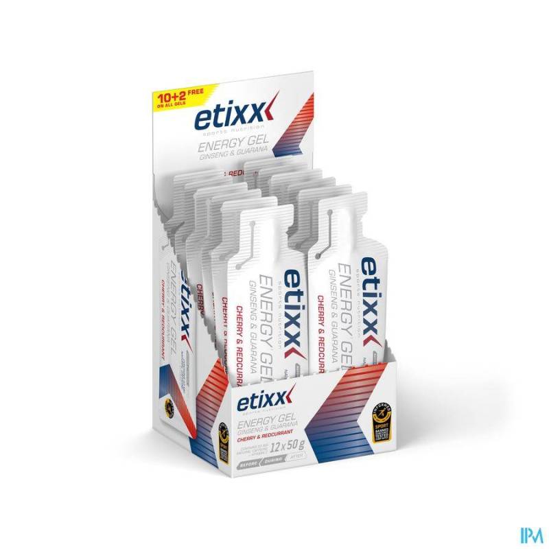 ETIXX GINSENG&GUAR.ENERGY GEL RED C.-CHERRY 12X50G