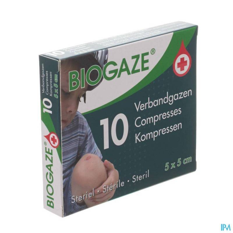 BIOGAZE COMPRESSE IMPREGNEE 5X 5CM 10