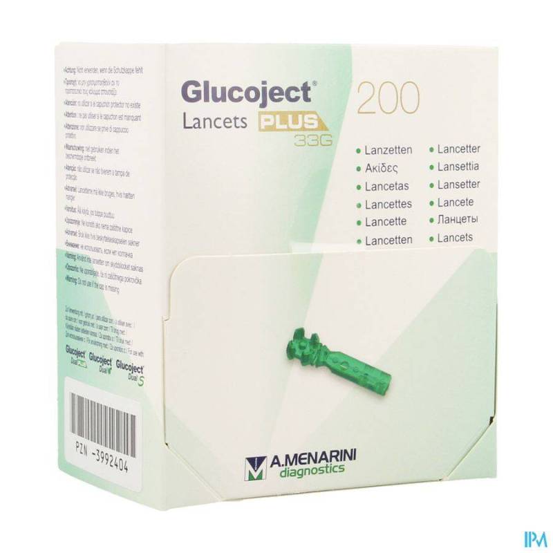 GLUCOJECT LANCETS PLUS 33G 200 44123