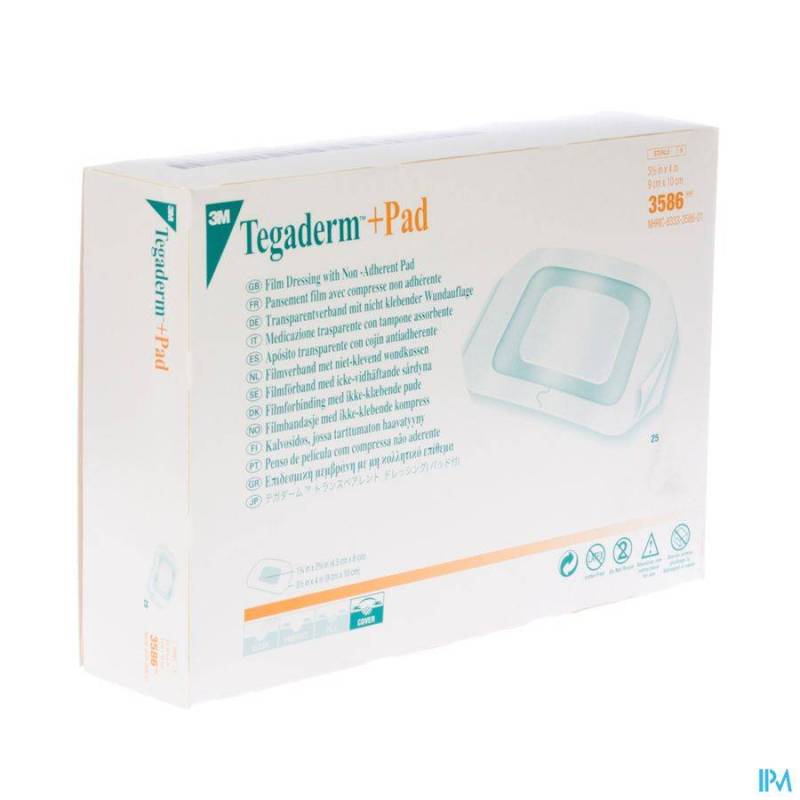 TEGADERM + PAD 3M TRANSP STERIL 9CMX10CM 25 3586