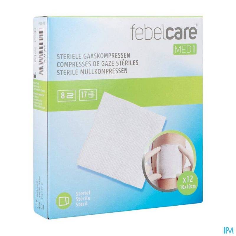 FEBELCARE COMPRESSE GAZE STERILE 10,0X10,0CM 12X1