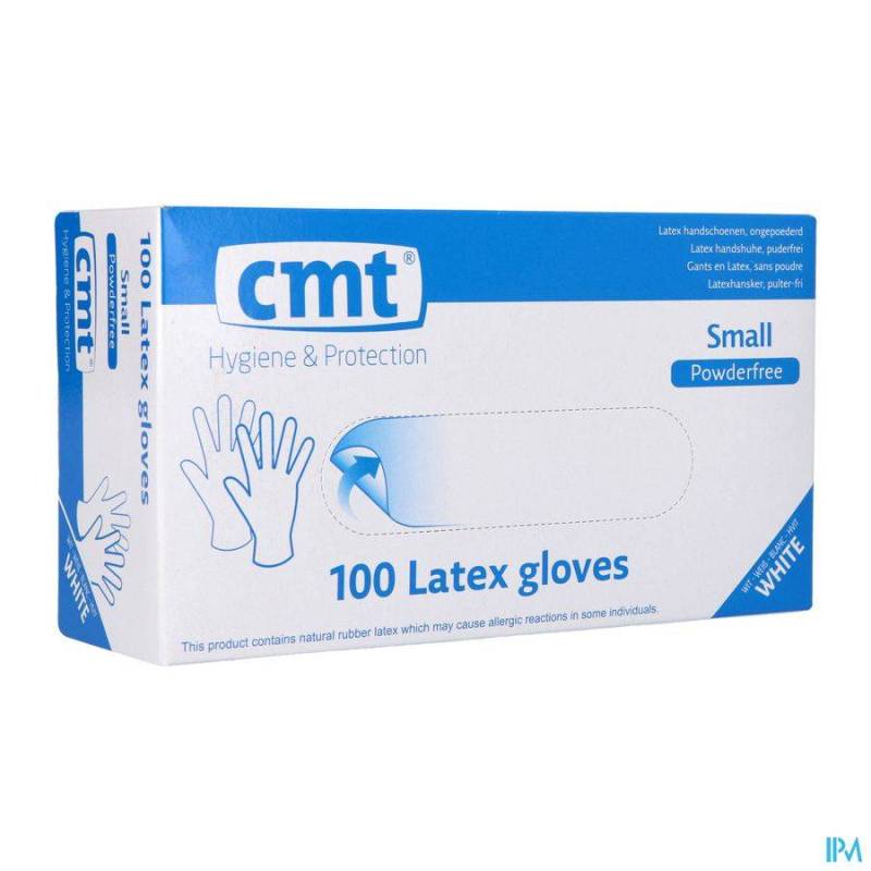 CMT GANTS LATEX BLANC PF S 100