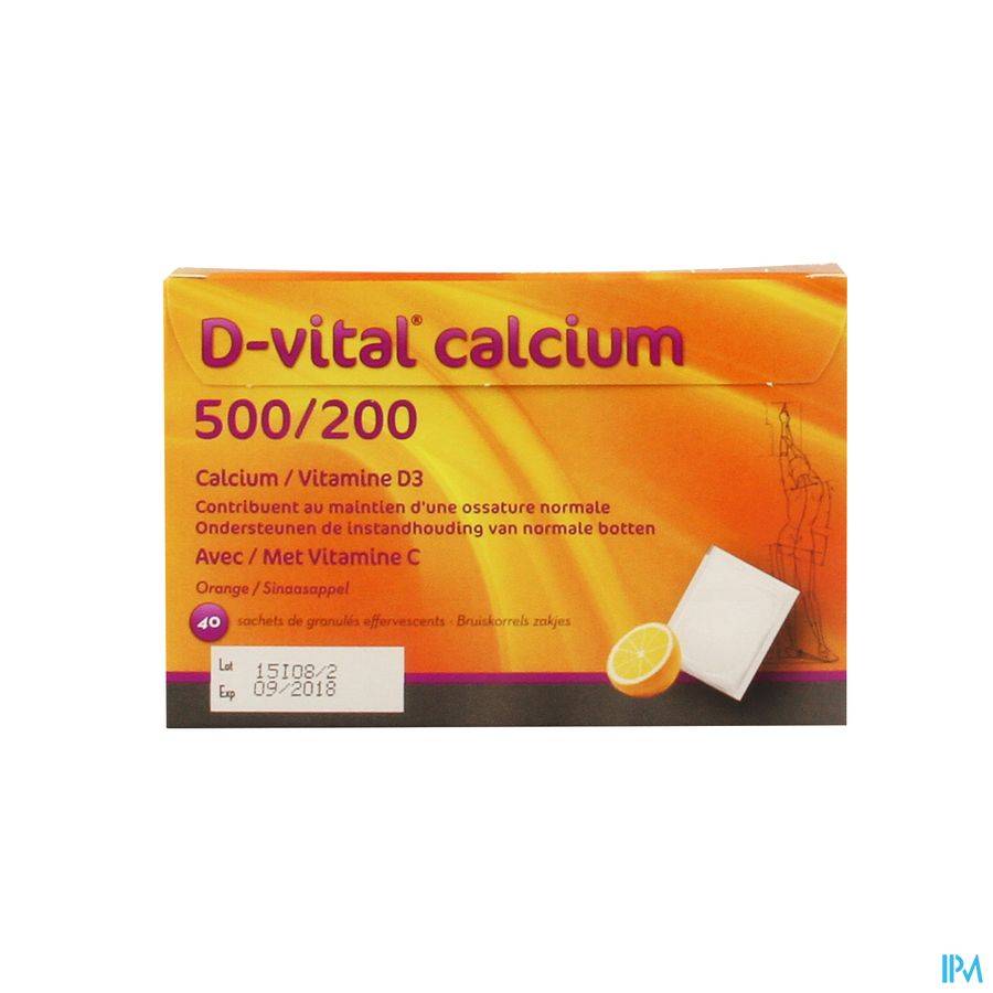 D VITAL CALCIUM 500/200 ORANGE SACHET 40