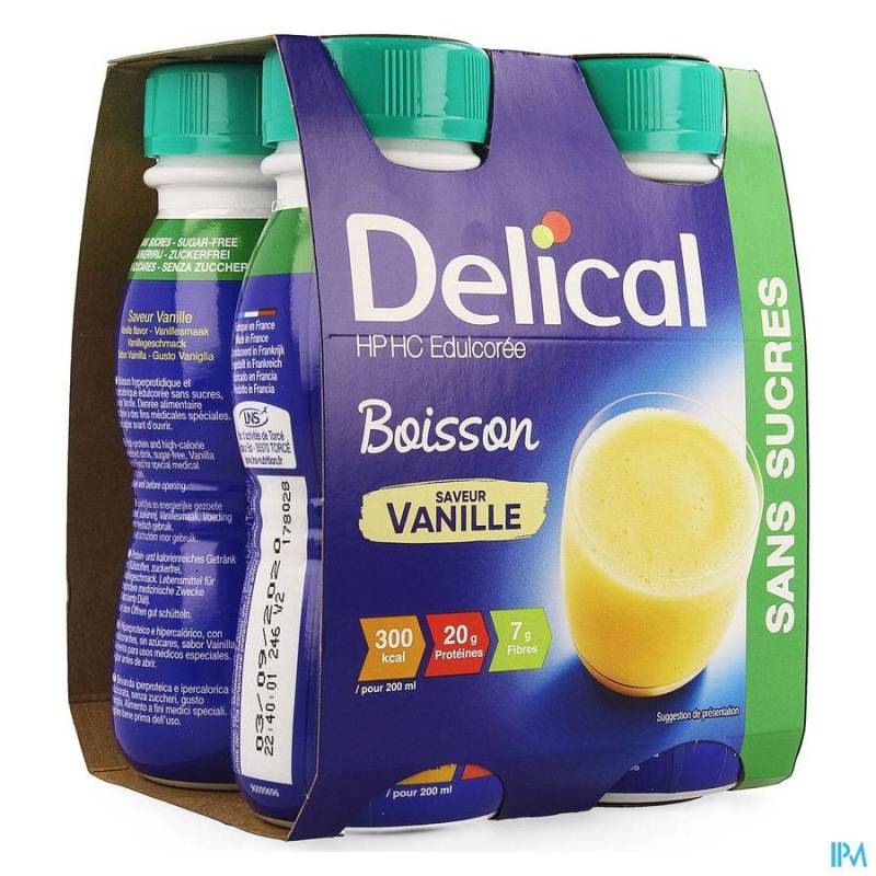 DELICAL BOISSON HP-HC S/SUCRE VANILLE 4X200ML