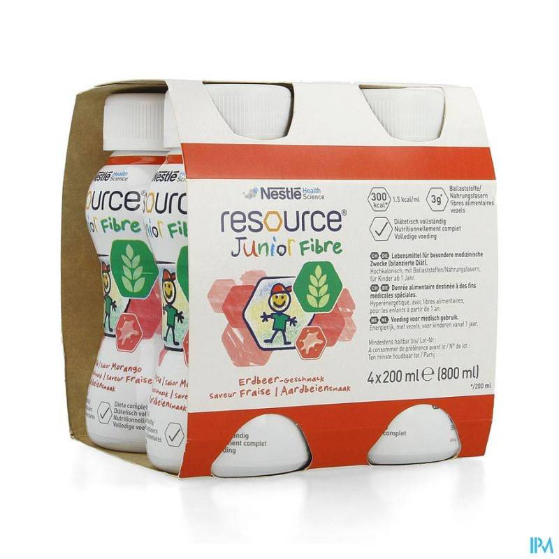 Resource Junior Fibre Aardbei 4x200ml