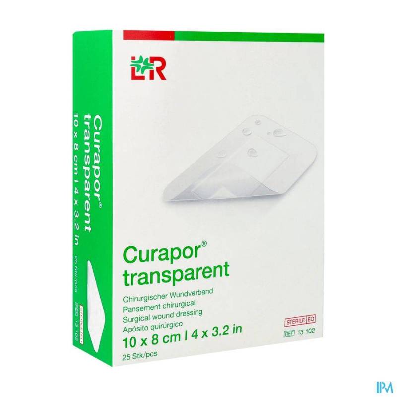 Curapor Transparant Steriel 10cmx 8cm 25 13102