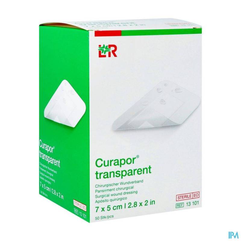 Curapor Transparant Steriel 7cmx 5cm 50 13101