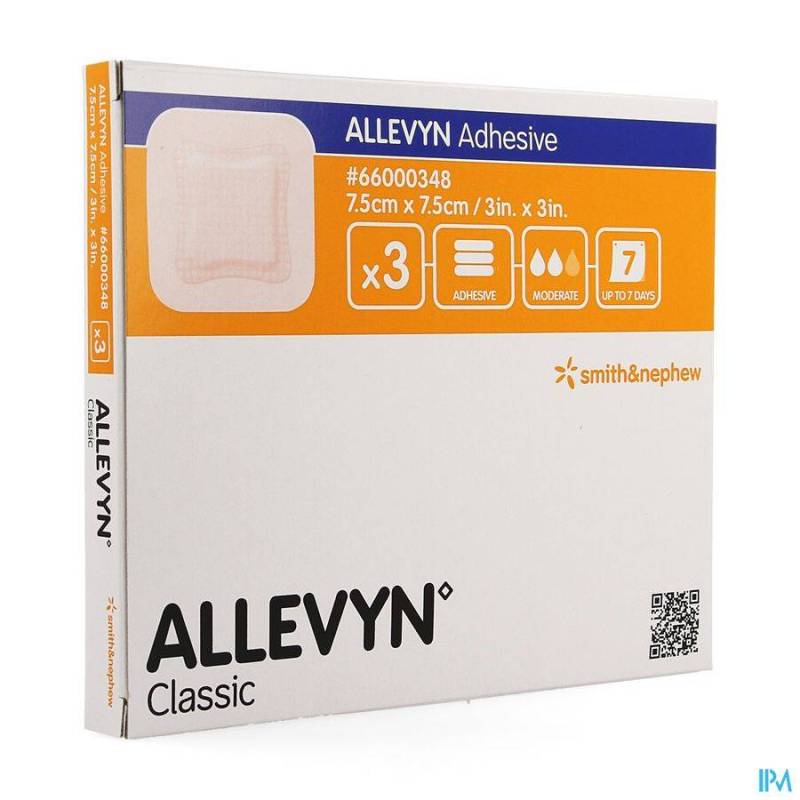 ALLEVYN ADH PANS HYDROCEL. 7,5X 7,5CM 3 66000348