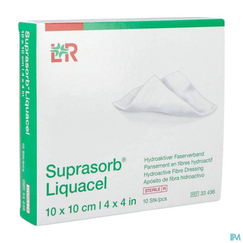 SUPRASORB LIQUACEL PANS FIBRES HYDROACT.10X10CM 10